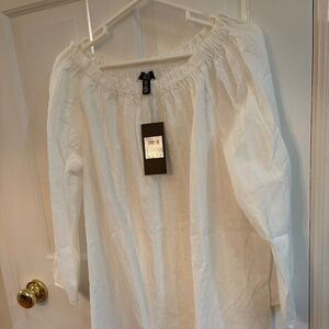 NWT Jones New York white peasant top on or off the shoulder size XL